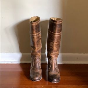 Frye Brown Distressed Leather Boots